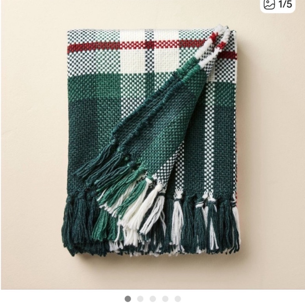 Hearth & Hand Festive Green and White Plaid Checkered Holiday Throw Target